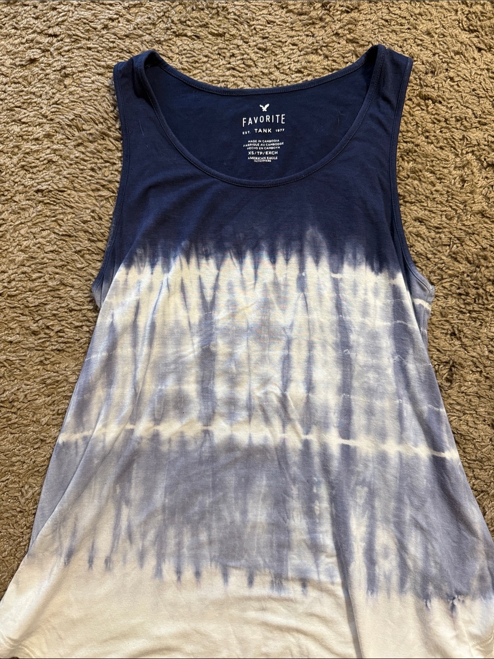 Vintage 2013 American Eagle Outfitters Women’s XS Navy & White Tie Dye Tank